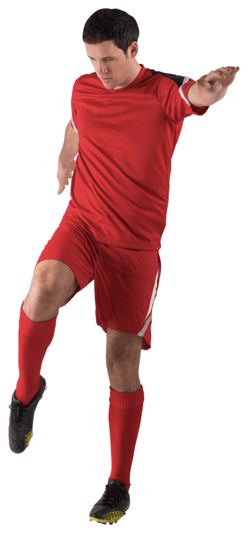 Transparent Soccer Player Kicking Ball in Red - Download Free Stock Images Pikwizard.com