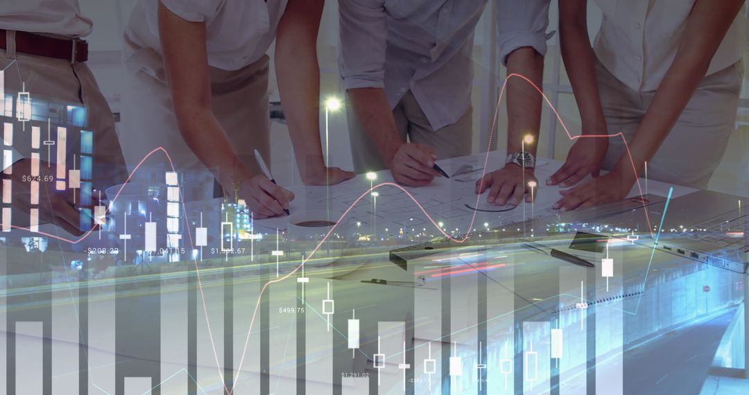 Business Team Analyzing Data with Economic Growth Concept