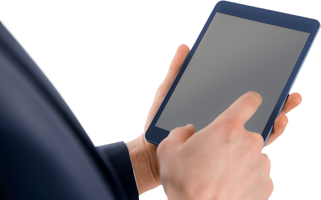 Businessman Interacting with Transparent Digital Tablet Screen