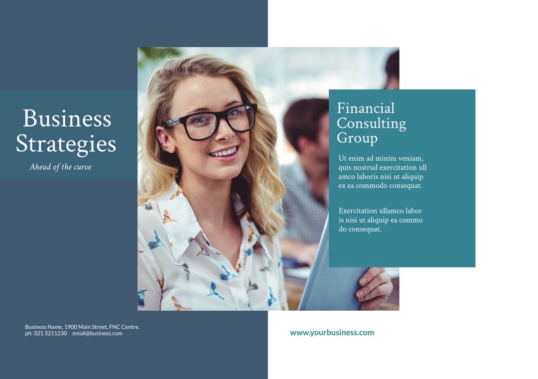 Confident Woman Promoting Professional Financial Consulting Services