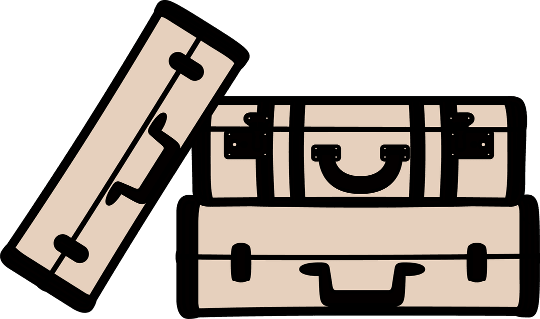 Elegant Stack of Vintage Suitcases on Transparent Background