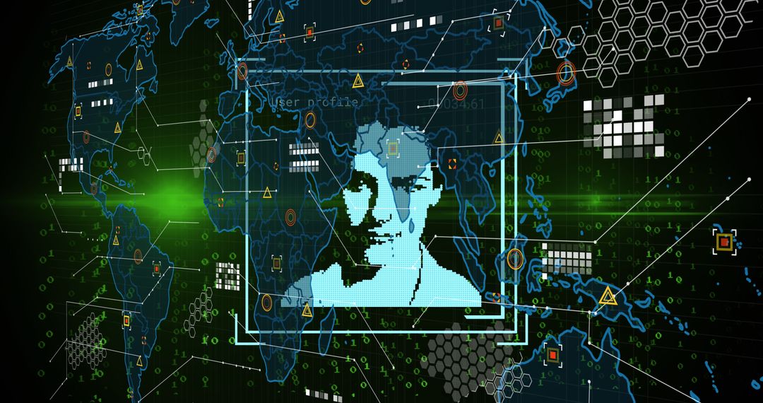 Digital Interface Showcasing Advanced Face Recognition Technology