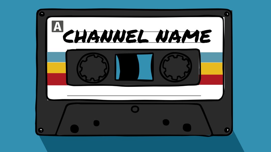 Retro Cassette Tape with Colorful Stripes and Custom Channel Name - Download Free Stock Templates Pikwizard.com