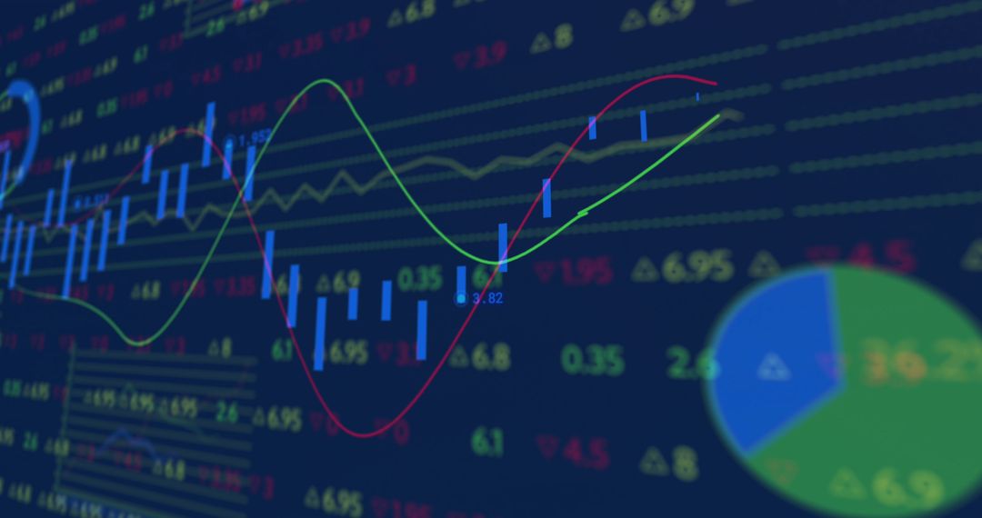 Abstract Financial Data Graphs on Digital Display
