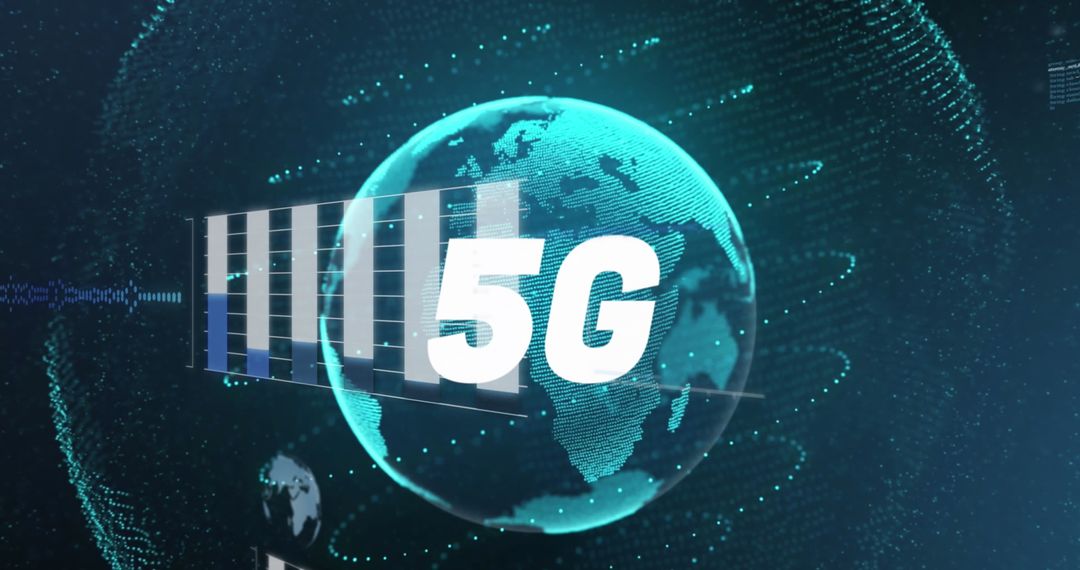 5G Technology with Spinning Globe and Data Visualization