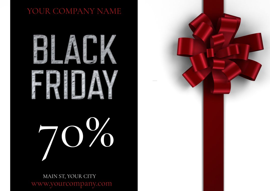 Black Friday Sale with Bold Red Ribbon Decoration