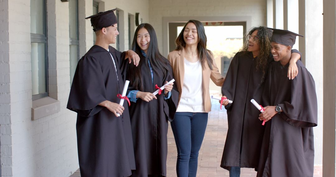 Diverse Group of Students Celebrating High School Graduation