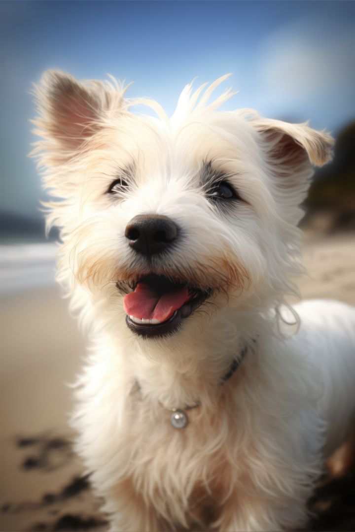 Portrait of white cute dog on beach, created using generative ai technology - Free Images, Stock Photos and Pictures on Pikwizard.com