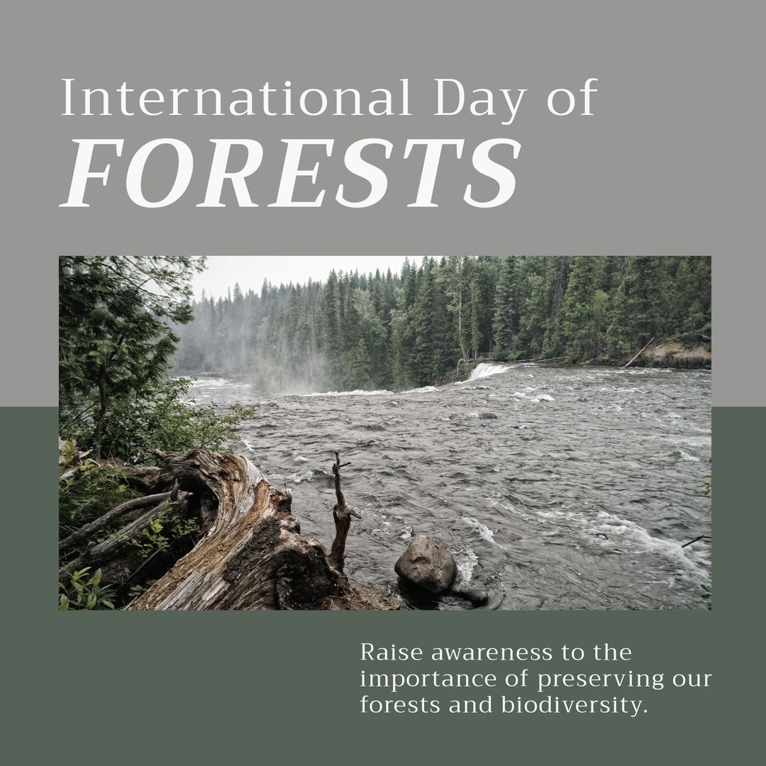 International Day of Forests Message with River in Forest - Download Free Stock Templates Pikwizard.com