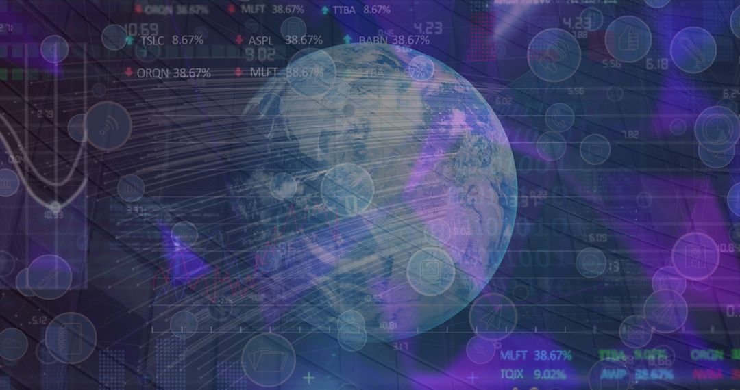 Global Digital Network with Earth and Data Interface Overlay