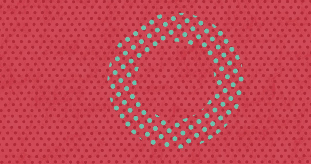 Green Circle on Red Dotted Background with Abstract Design