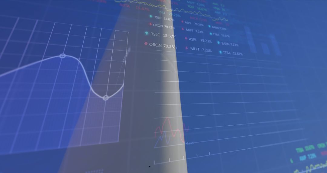 Financial Graphs on Digital Screen with Holographic Effect - Free Images, Stock Photos and Pictures on Pikwizard.com