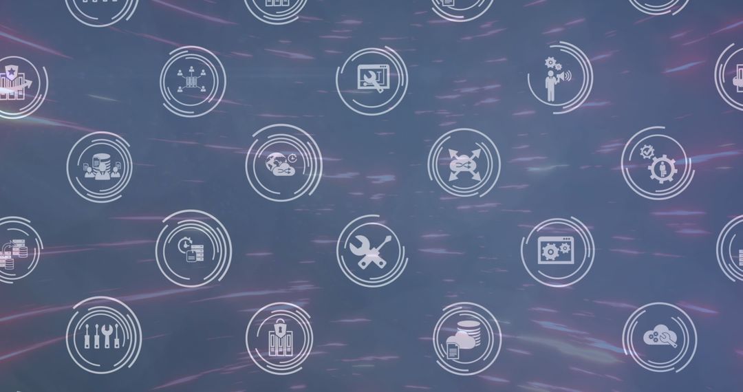 Futuristic Digital Icons Against Abstract Background