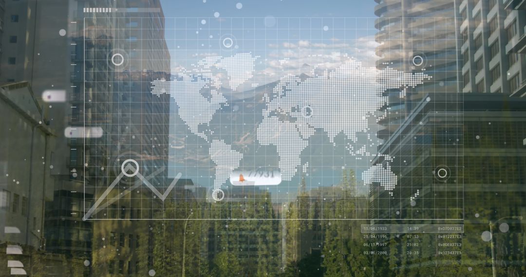 Global Data Interface Surreal Cityscape Fusion