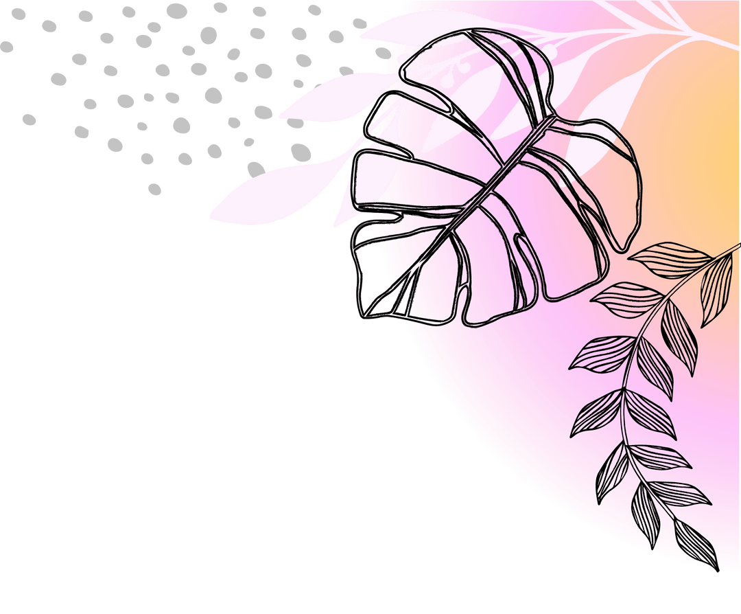 Transparent Botanical Art with Gradient Orb and Monstera Leaf