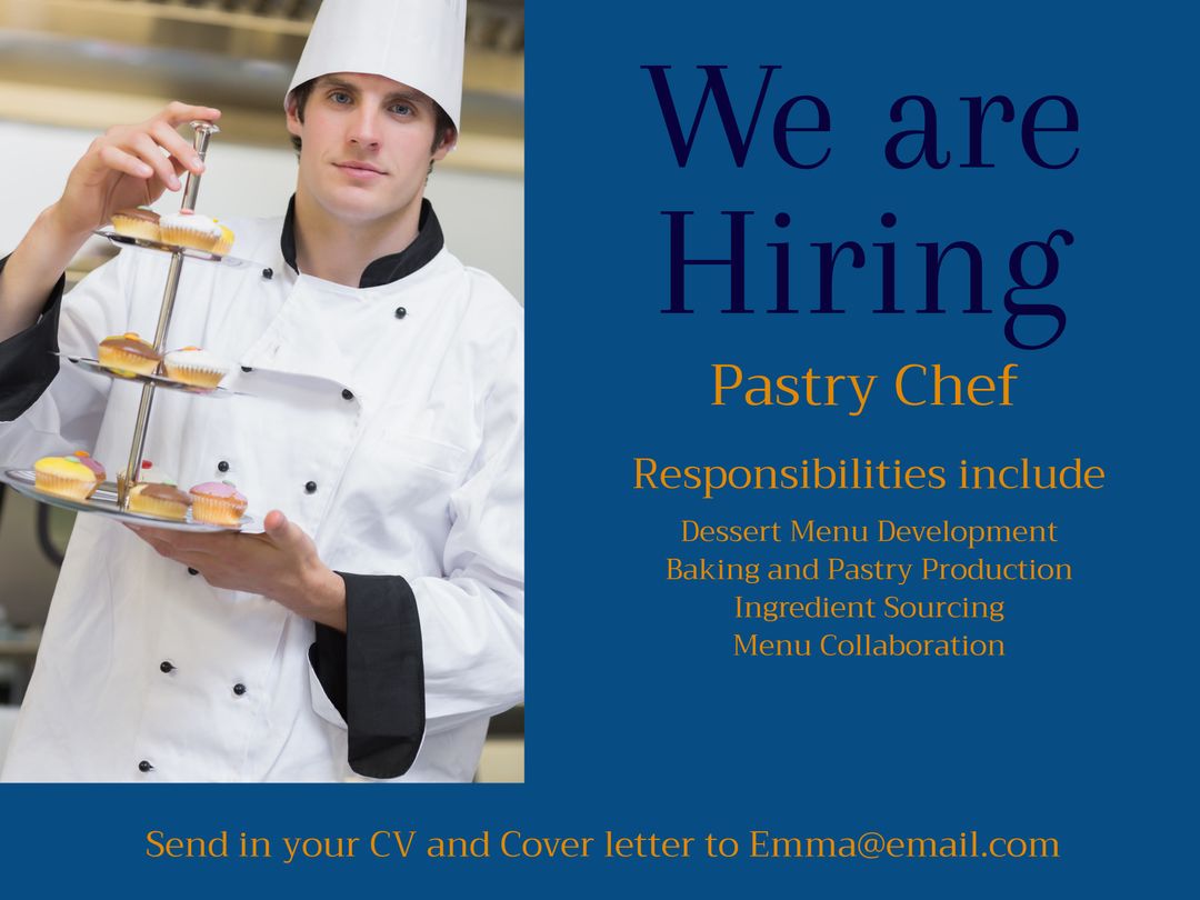 We Are Hiring – Skilled Pastry Chef Preparing Desserts in Professional Kitchen - Download Free Stock Templates Pikwizard.com