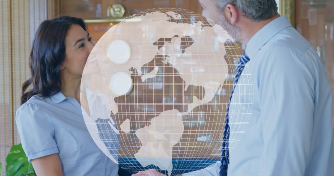 Digital Globe Overlay with Business Handshake Collaboration Concept