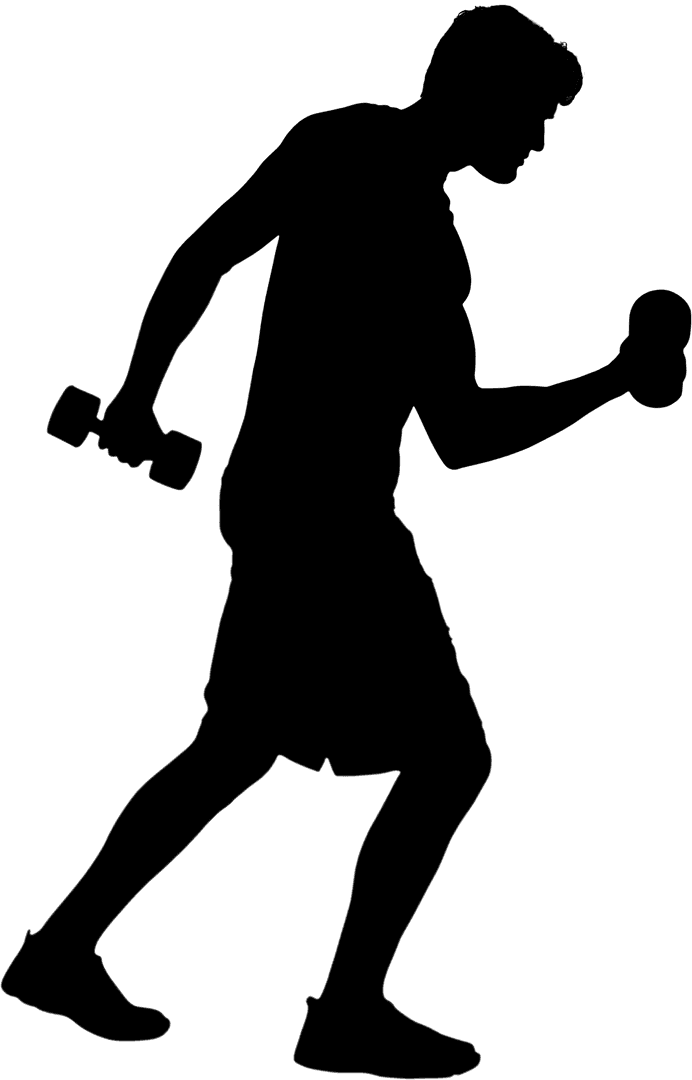 Transparent Silhouette Displaying Intense Dumbbell Workout