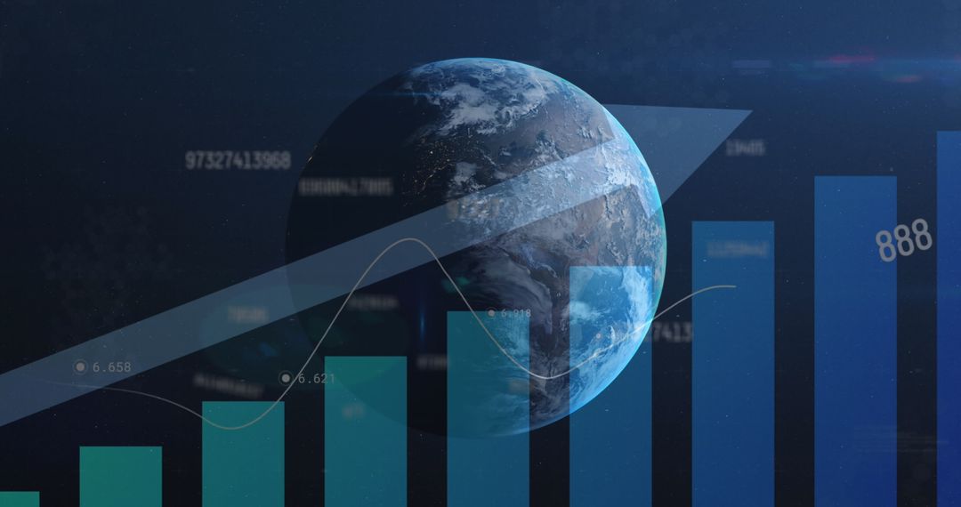 Digital Globe with Futuristic Data Visualizations and Growth Analysis