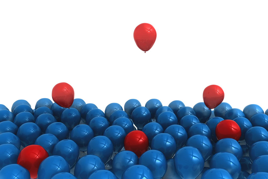 Floating Red Balloons Among Blue Balloons on Transparent Background - Download Free Stock Images Pikwizard.com