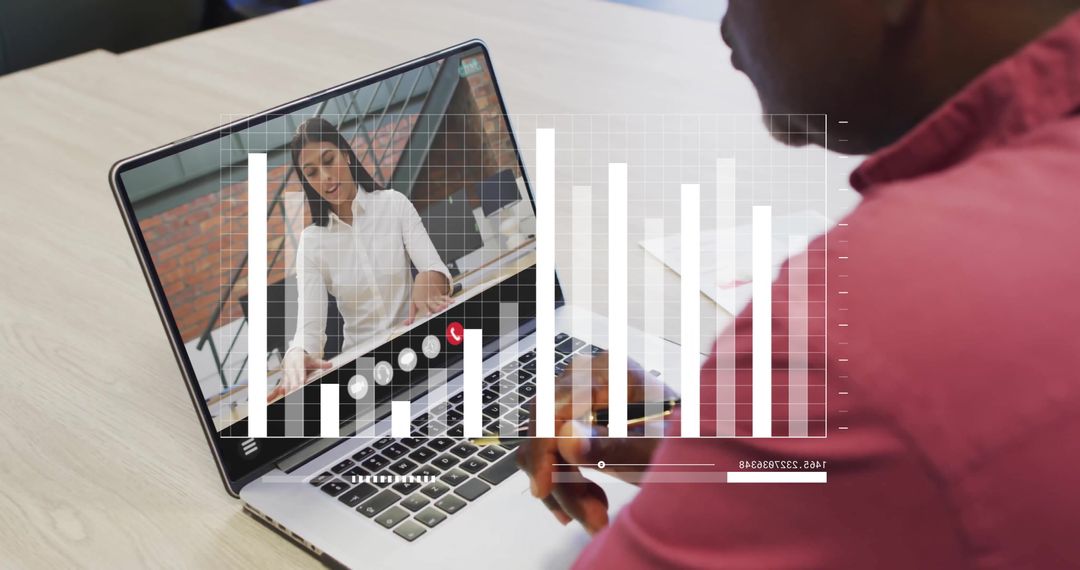 Virtual Meeting with Financial Data Analysis Visualization