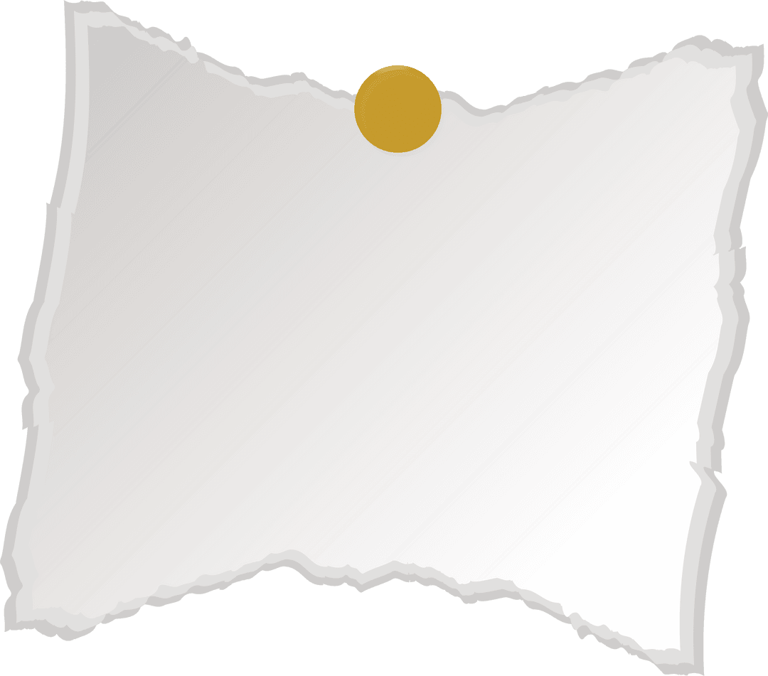 Torn Note with Yellow Pushpin on Transparent Background