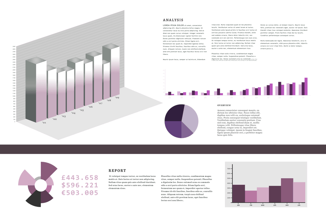 Purple Data Analytics Charts on Transparent Background