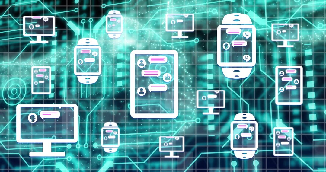 Futuristic AI Chat Interface Across Multiple Devices - Free Images, Stock Photos and Pictures on Pikwizard.com