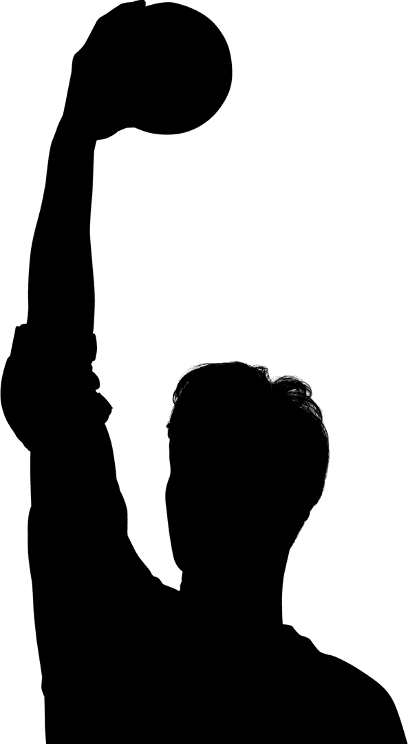 Man Raising Ball Silhouette Transparent Background Vector