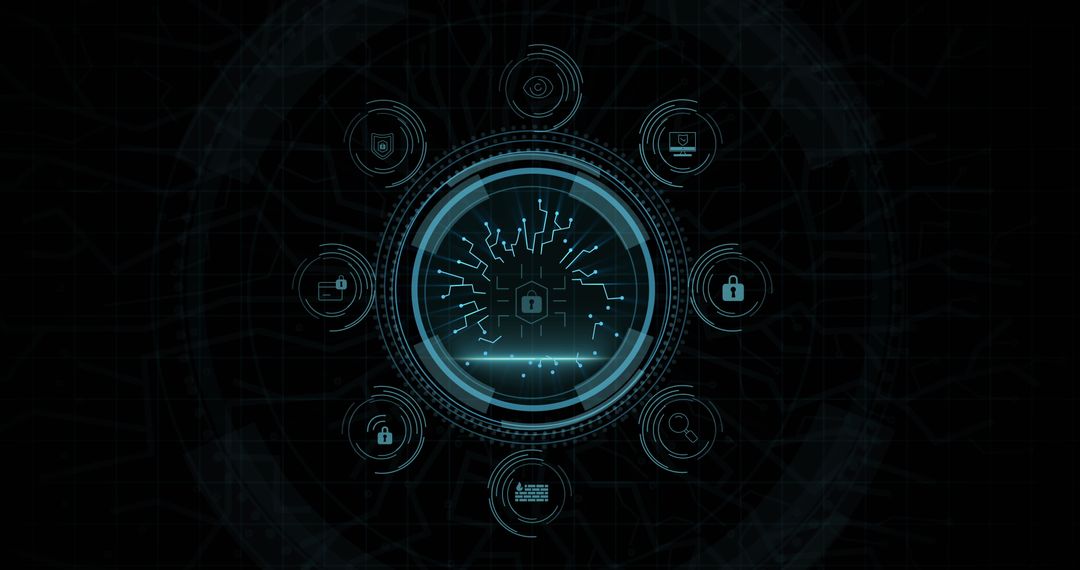 Futuristic Cybersecurity Interface with Digital Lock