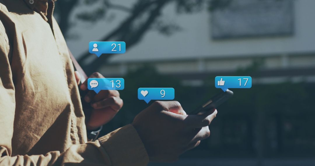 Social Media Interaction Concept with Notifications and Engagement Icons