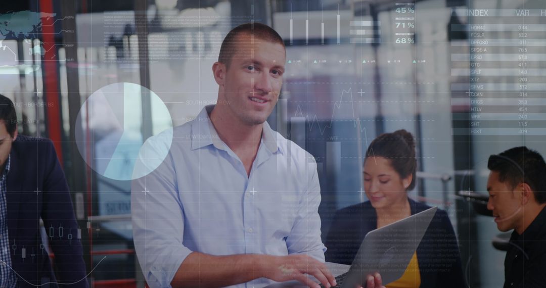 Business Professional Analyzing Data with Laptop in Modern Office