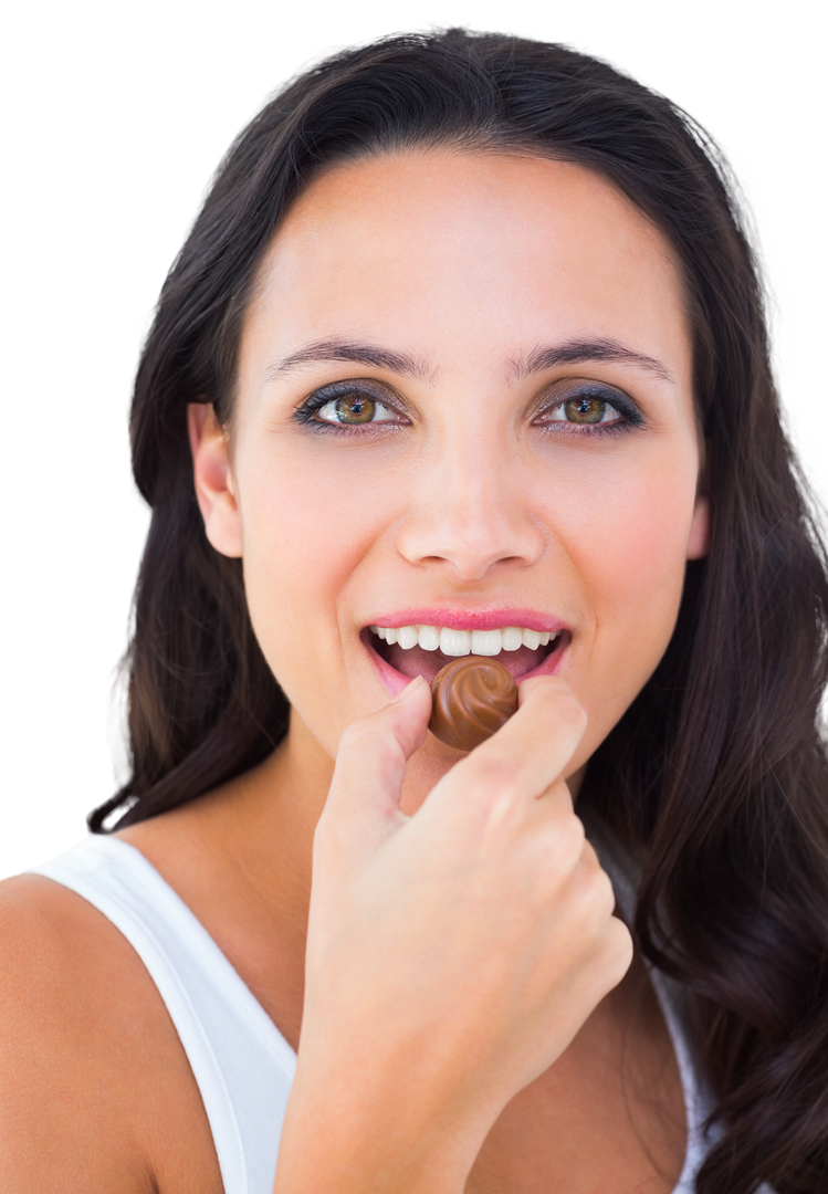 Woman Enjoying Chocolate Candy Transparent Background - Download Free Stock Images Pikwizard.com