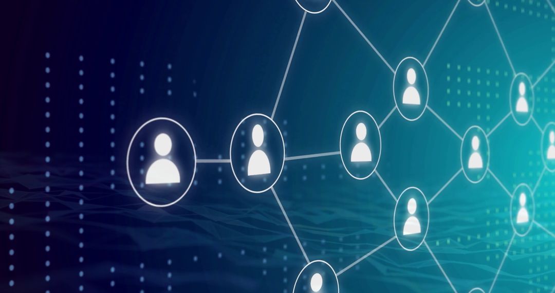 Digital Network Connections with User Icons and Data Overlay