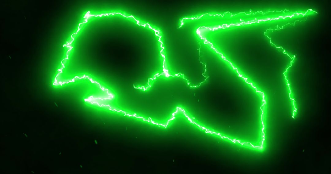Dynamic Green Lightning Bolt Energy Surge on Black Background
