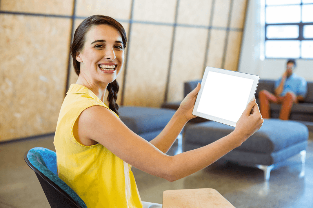 Transparent Mockup Display Digital Tablet Office Environment