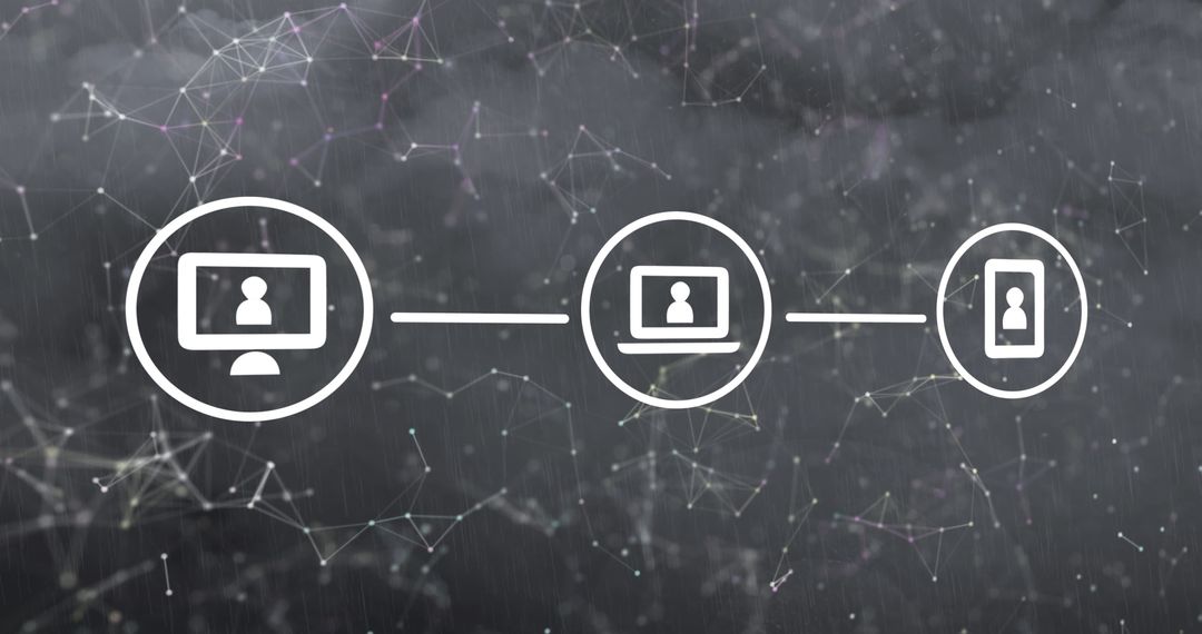 Digital Network Icons in Stormy Sky Background