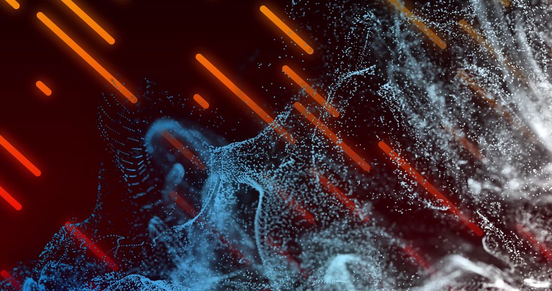 Abstract Glowing Lights and Waves on Black Background