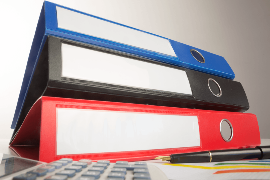 Low Angle View of Colorful Transparent Business Binders