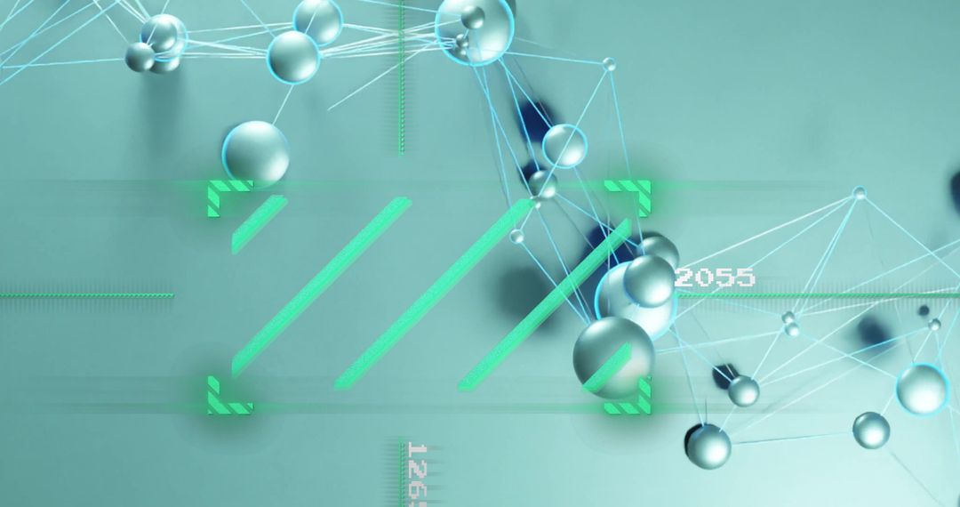 Abstract Digital Network with Interconnected Spheres and Lines
