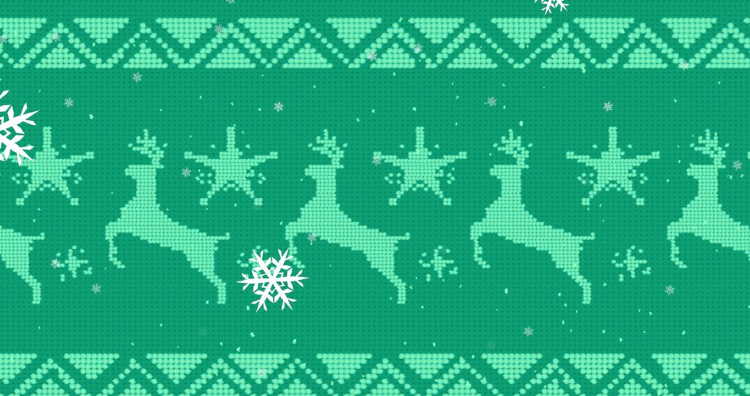 Seamless Christmas Pattern with Reindeer on Green Background - Free Images, Stock Photos and Pictures on Pikwizard.com