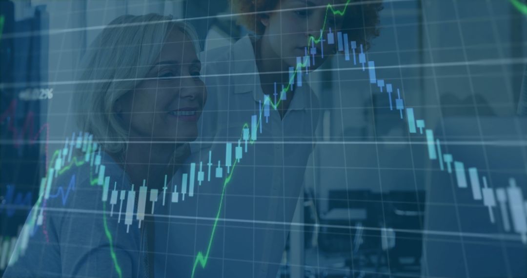 Diverse Colleagues Analyzing Stock Market Data and Trends