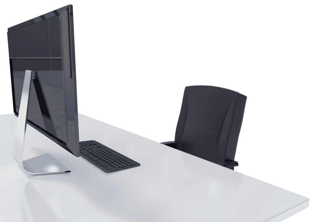 Modern Office Desk with Computer on Transparent Background - Download Free Stock Images Pikwizard.com
