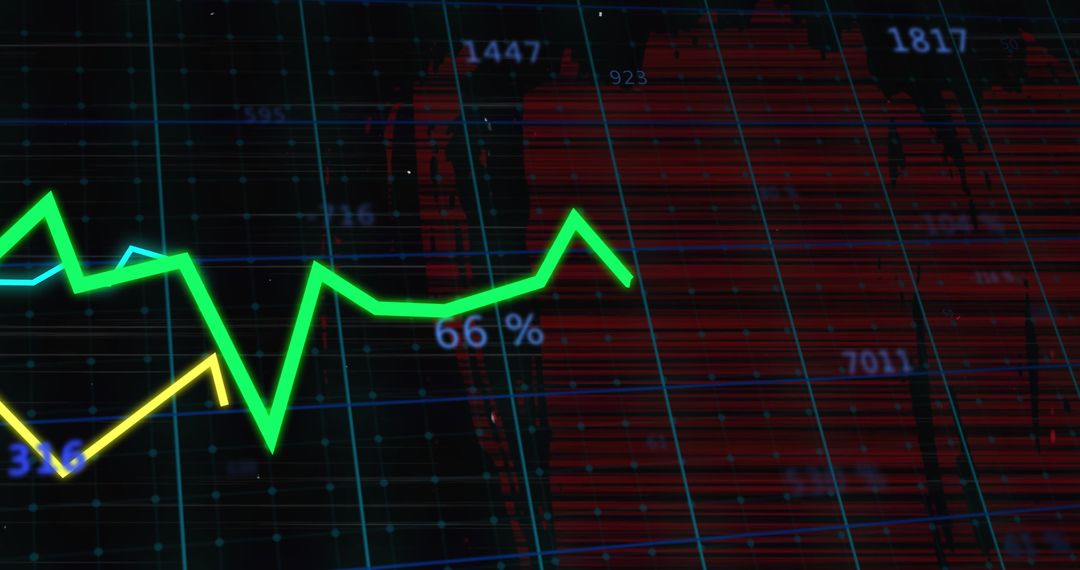 Financial Growth and Performance Analysis Graph on Digital Grid
