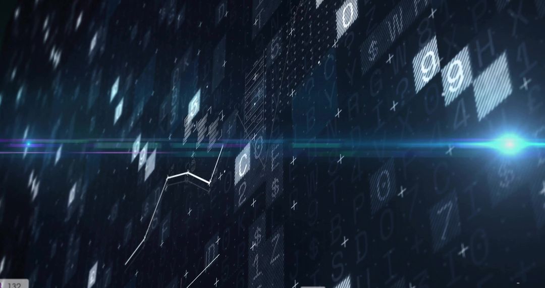 Futuristic Digital Interface with Glowing Grid Lines in Cyberspace