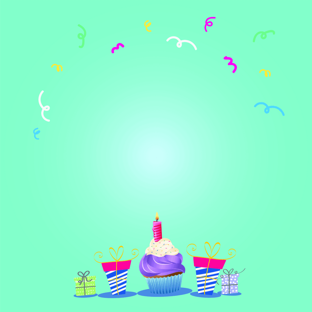 Transparent Cupcake and Gifts with Confetti Elements