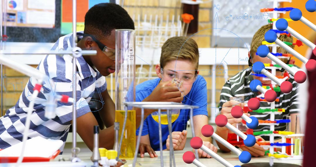 Students engaged in science experiment in classroom laboratory
