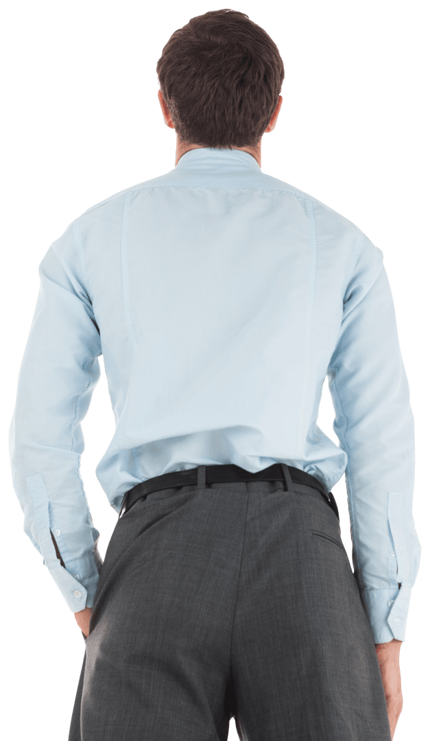 Back View: Transparent Image of Businessman in Shirt and Trousers