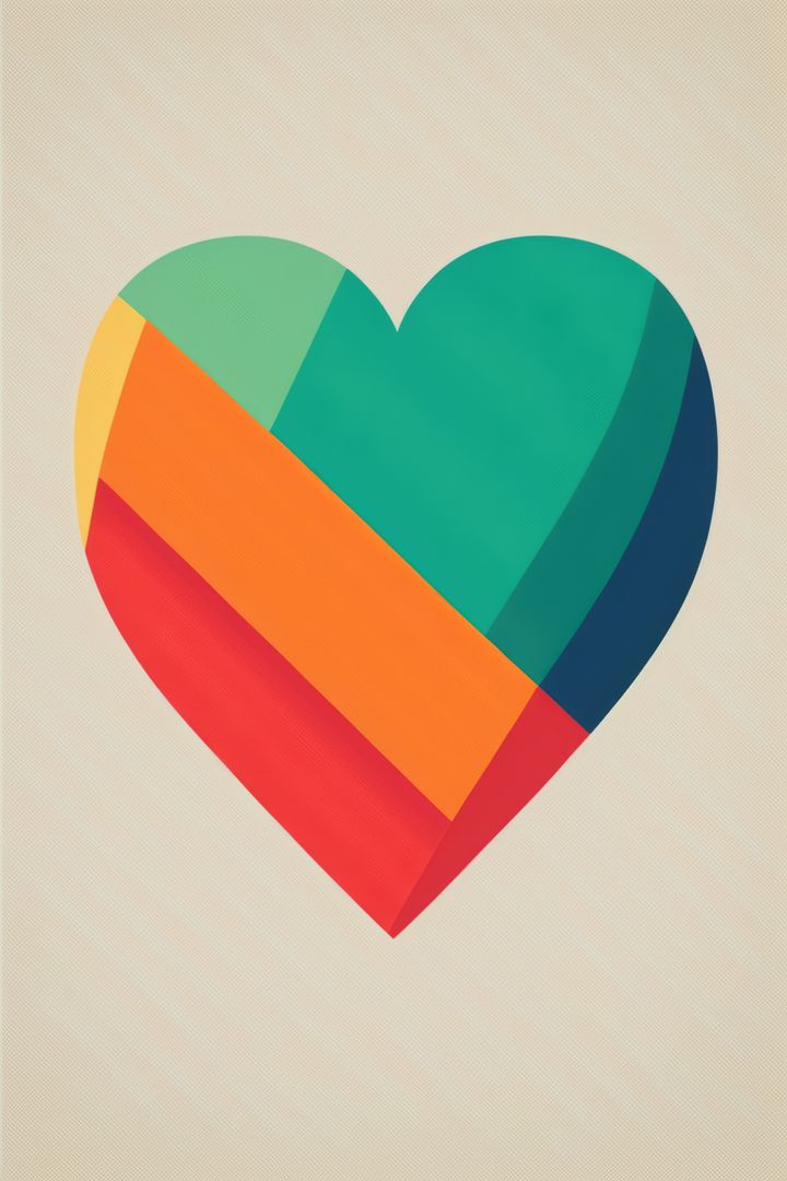 Colourful striped heart on blue background, created using generative ai technology - Free Images, Stock Photos and Pictures on Pikwizard.com