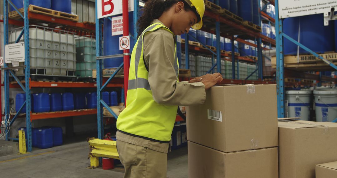 Warehouse Worker Checking Inventory in Safety Gear - Free Images, Stock Photos and Pictures on Pikwizard.com